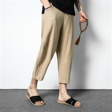 2021素面新夏季舒适立体剪裁八分麻裤男装男款舒适麻裤D309P50，男装休闲裤，星座312B-2