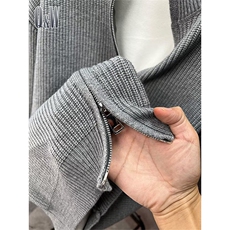 抖音得物保暖立领拉链针织外套秋冬宽松慵懒风纯色毛衣上衣AM02，男装针织衫/毛衣，电商A443