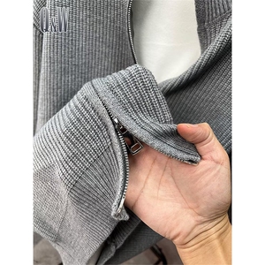 抖音得物 保暖立领拉链针织外套秋冬宽松慵懒风纯色毛衣上衣AM02图片