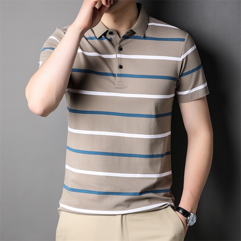 中青年短袖T恤男士夏季休闲宽松条纹翻领POLO衫上衣TLMS8909-P63,男装T恤,星座1105-3