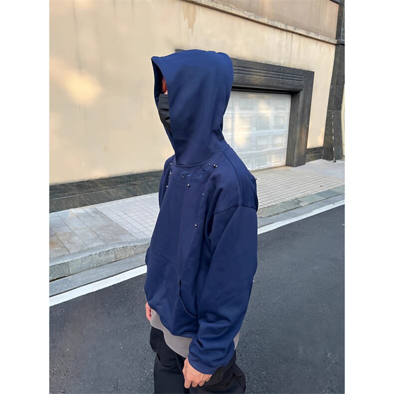 复古钉珠刺绣设计连帽卫衣男女宽松休闲帽衫外套1008-LY7455-P50,女装短外套,星座1008