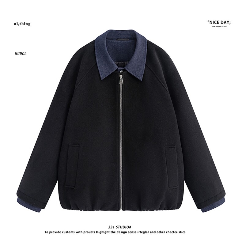平铺~新标90白鸭绒冬季美式假两件毛呢羽绒服E122/P228,男装羽绒服,电商B331