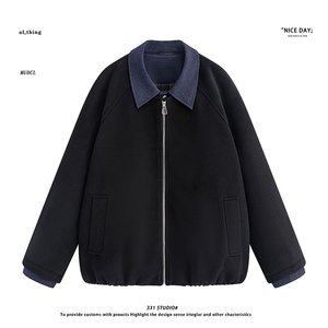 平铺~新标90白鸭绒冬季美式假两件毛呢羽绒服E122/P228,格子毛呢大衣的搭配什么鞋子图片