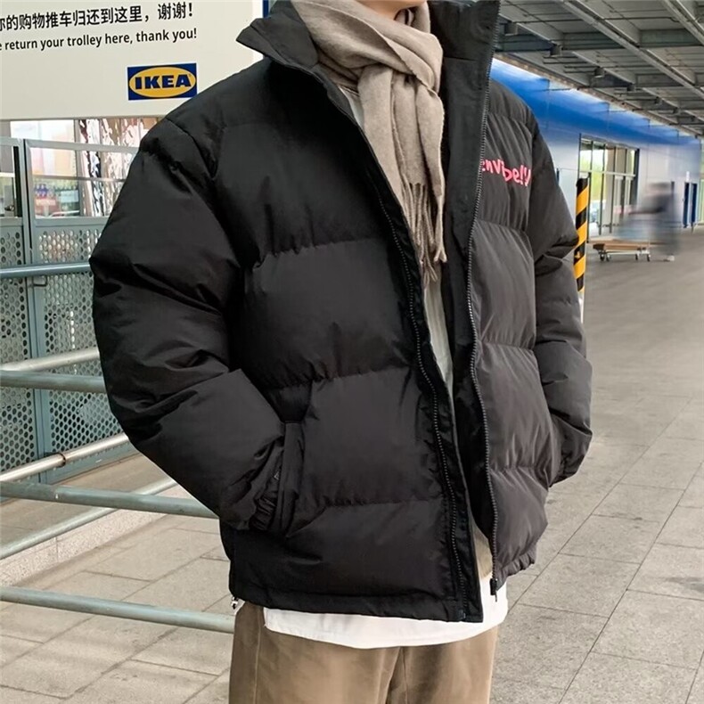 美式复古潮字母立领棉衣棉服男冬季加厚保暖情侣面包服外套W232,男装棉衣,星座506
