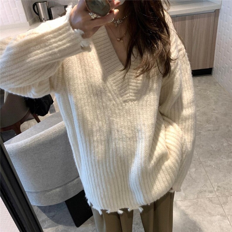 现货深秋款多色v领毛衣，女装针织衫/毛衣，XTZ style