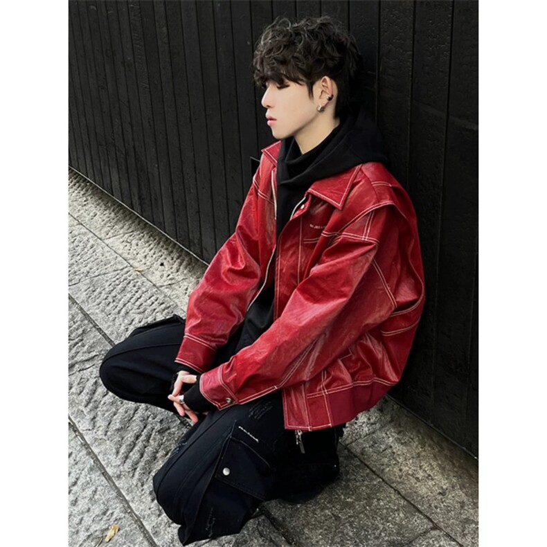 706-1-PY045-P50特P大量现货春季男士皮夹克痞帅皮衣外套，男装夹克，星座706-1