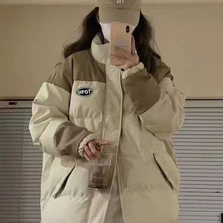 美式复古撞色2025冬季新款宽松学生小个子面包服棉袄外套潮,女装短外套,星座516A