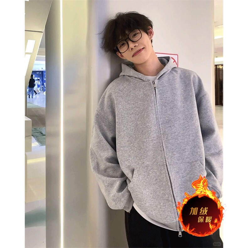 抖音得物高品质全棉二开480克加绒双拉头双拉链卫衣开衫SL001,男装卫衣,电商A486