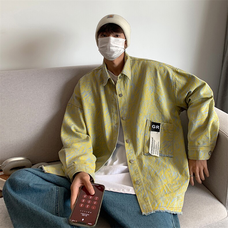 EQ111 小众设计感牛仔斑马纹外套男2024新款秋装休闲夹克 P108图片