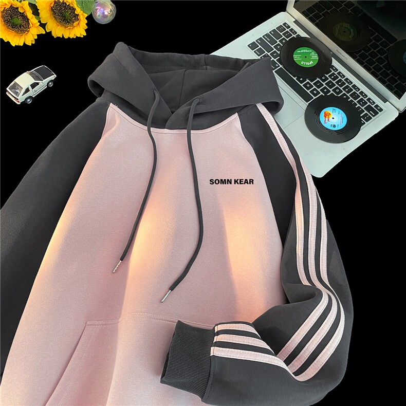 高品质！全棉重磅400克三条杠撞色印花连帽卫衣RH1206p63控98,男装卫衣,星座610B-1