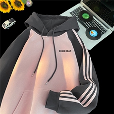 高品质！全棉重磅400克三条杠撞色印花连帽卫衣RH1206p63控98，男装卫衣，星座610B-1