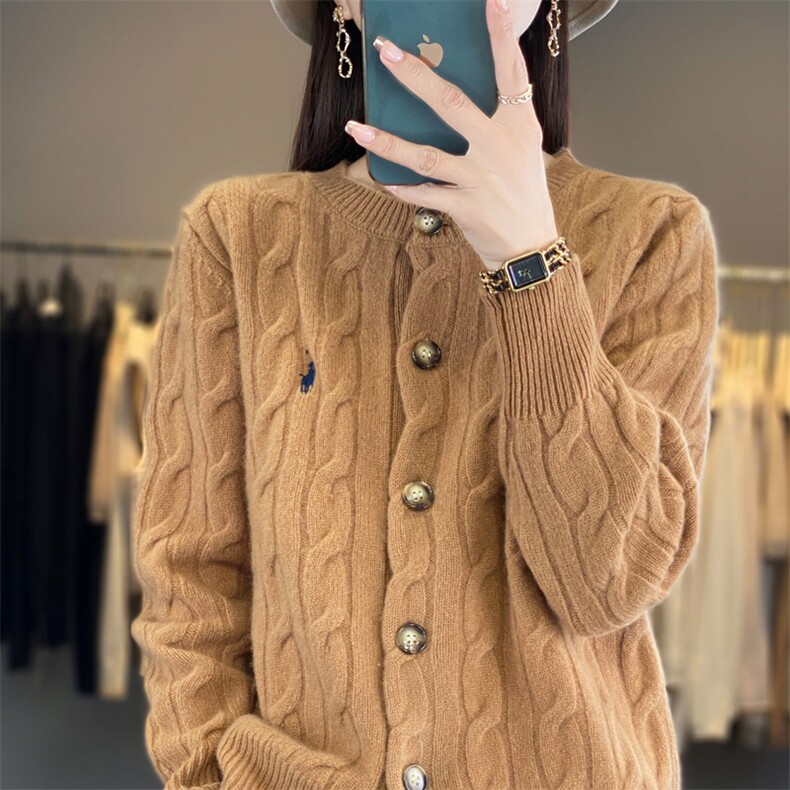 宽松型开衫单件长袖单排扣2025年夏季羊毛衫开衫时尚百搭,女装羊毛衫,春贝羊绒