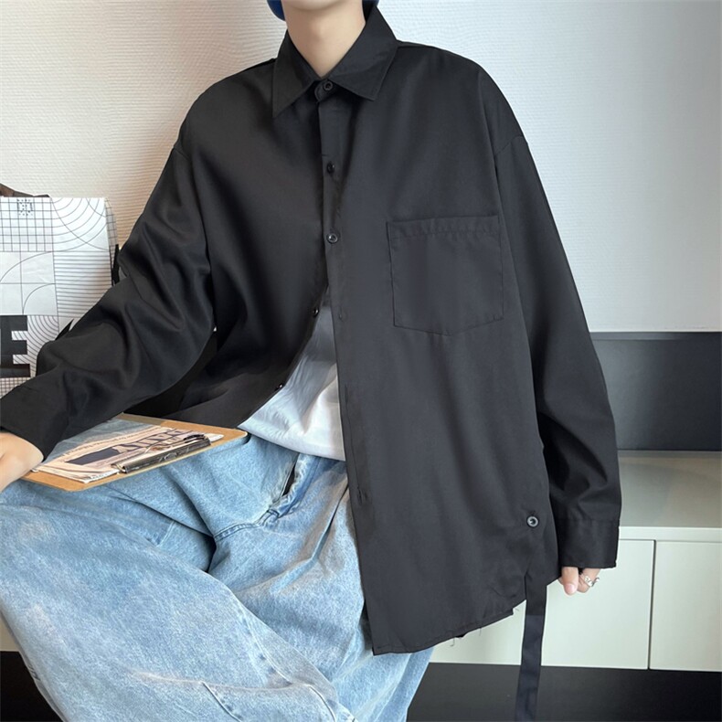 慵懒冷淡风长袖衬衫男oversize宽松休闲衬衣2023新款CS061-P43,男装衬衫,星座308B-1