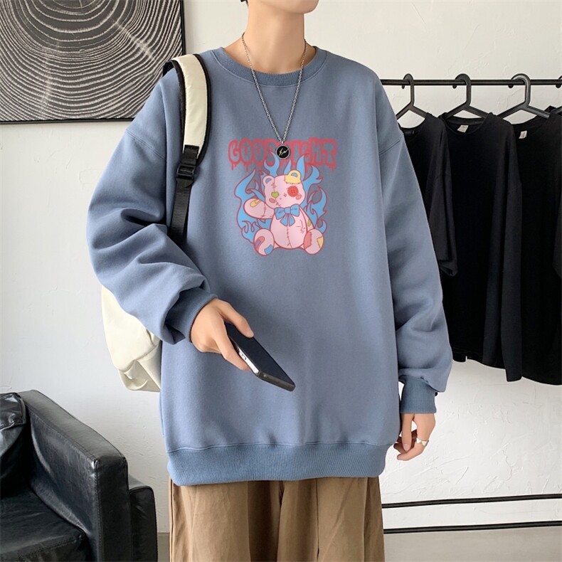 Y2544P38！21年秋冬新款港风日系大码印花长袖圆领卫衣男,男装卫衣,星座510A-1