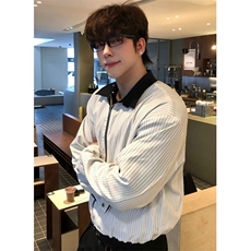 白条纹双面穿夹克外套男翻领简约韩版春秋冬季JK002，男装夹克，星座1116A（原606A-3）