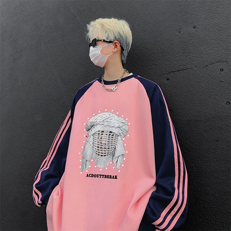 抖音得物供货提供视频秋冬重磅美式宽松织带圆领卫衣0731,男装卫衣,电商A486