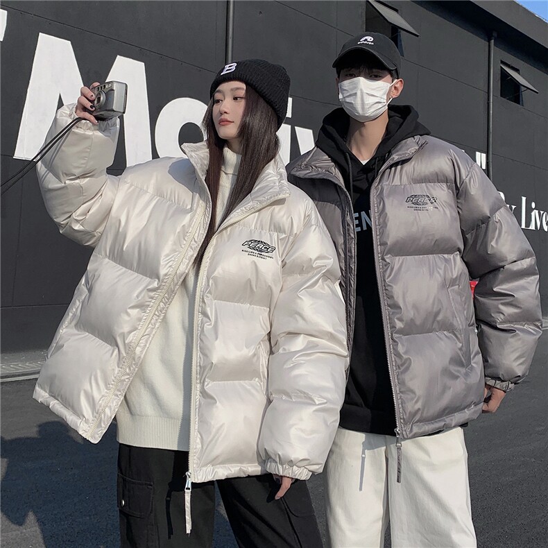 EQ331覆膜亮面冬季立领棉衣男女情侣装2024新款棉服宽松版型外套,女装棉衣/棉服,电商C306-1