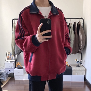 抖音得物高品质 美式高街重磅结构设计拼接织带立领卫衣外套 CM42图片