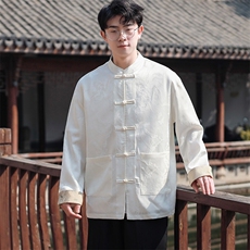 风新中式男2025春长袖衬衫提花翻袖撞色开衫KS513-P85控108，男装衬衫，电商A021