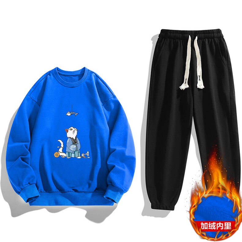 现货主推2025秋冬加绒男士休闲印花卫衣运动套装JR8136-P37,男装休闲套装,星座1816-2（原1210–2）