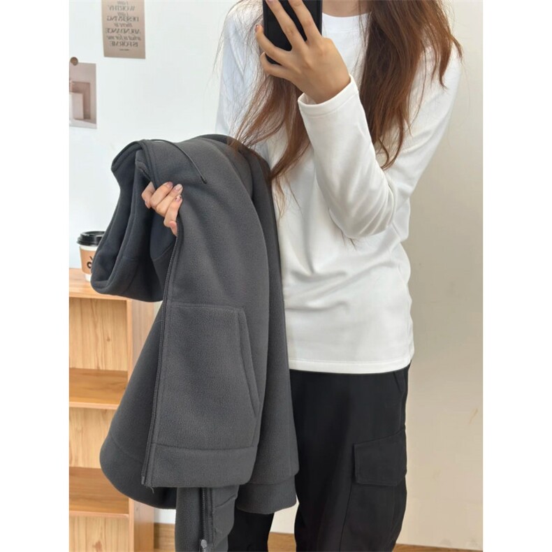 摇粒绒连帽拉链卫衣外套1302-GS02-P55成分100聚酯纤维,女装短外套,星座1302
