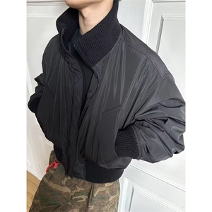 抖音得物 美式潮休闲夹克春季立领纯色复古工装加厚棉服外套AMY02图片