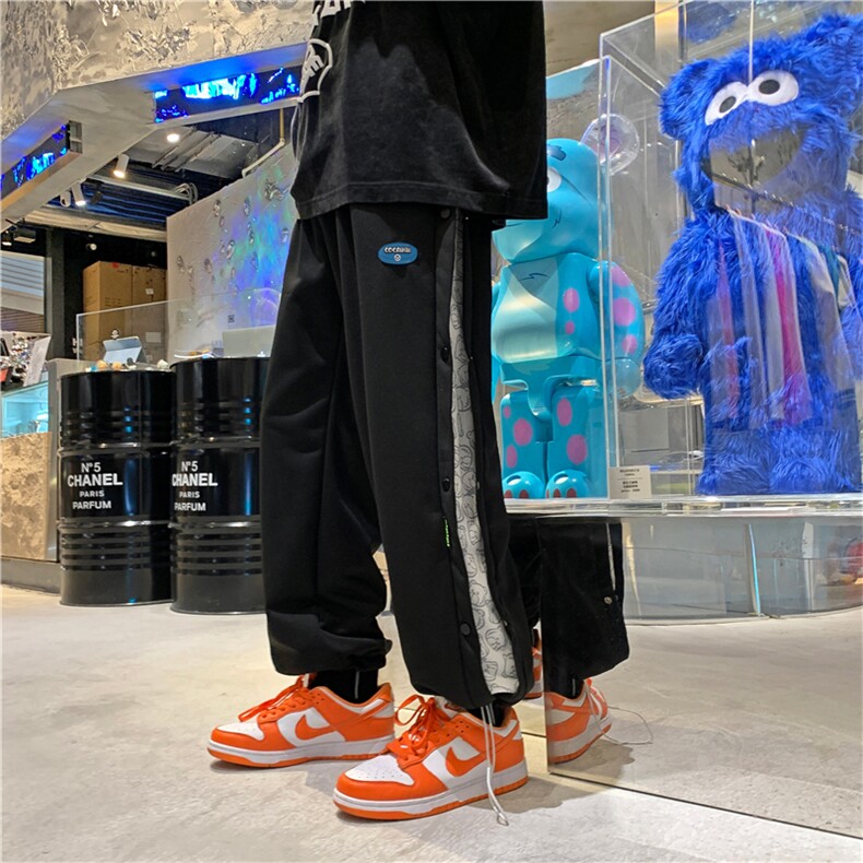 潮牌痞帅炸街裤子潮ins夏高街美式街头hiphop排扣休闲裤G247-p35图片
