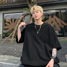 网红港风大码复古纯棉圆领短袖T恤男潮流XZ213-T072-P55控78，男装T恤，星座213