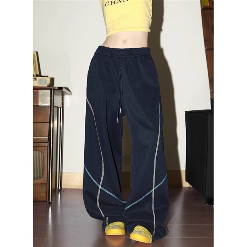 明线运动卫裤男潮牌新款宽松设计感百搭阔腿休闲长裤子KA28，男装休闲裤，星座1116A（原606A-3）