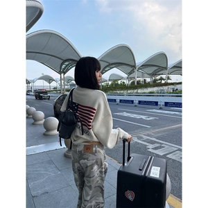 美式旗帜字母毛衣男女cleanfit慵懒风宽松情侣针织衫MZ966-P55图片