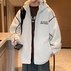 冬季港风羊羔毛棉衣加厚棉服字母刺绣外套A409-1，男装棉衣，电商A409-1