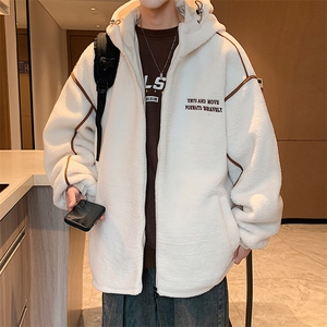 冬季港风羊羔毛棉衣加厚棉服字母刺绣外套 A409-1图片