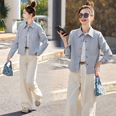 BAO海宁春季薄款皮衣外套女短款年轻时尚百搭仿绵羊皮皮夹克潮，女装皮衣，美拉德工厂直营店