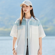 夏季2025新款薄外套休闲宽松渐变扎染短袖衬衫女A406C6051特P45，男装衬衫，星座309（原A406）