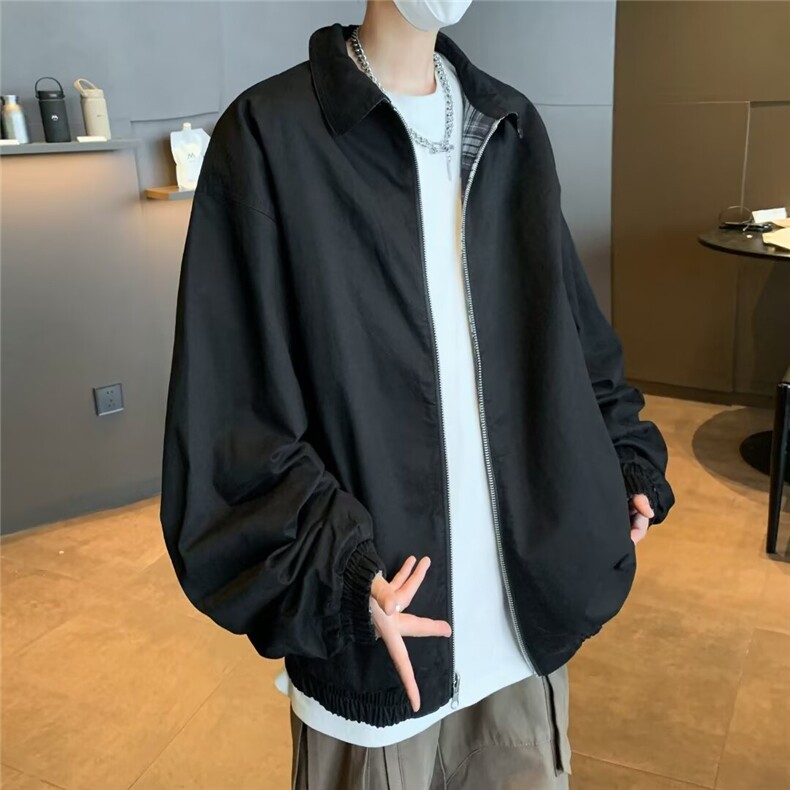 得物品质秋款男拉链夹克衫双面穿格子休闲外套JK9324P75,男装夹克,星座1013-1