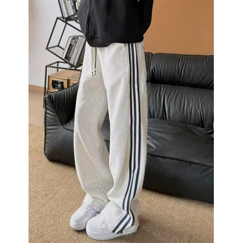 条纹三条杆运动裤2025春季新款垂感直筒裤窄版阔腿裤KJ75，女装休闲裤，星座1116A（原606A-3）