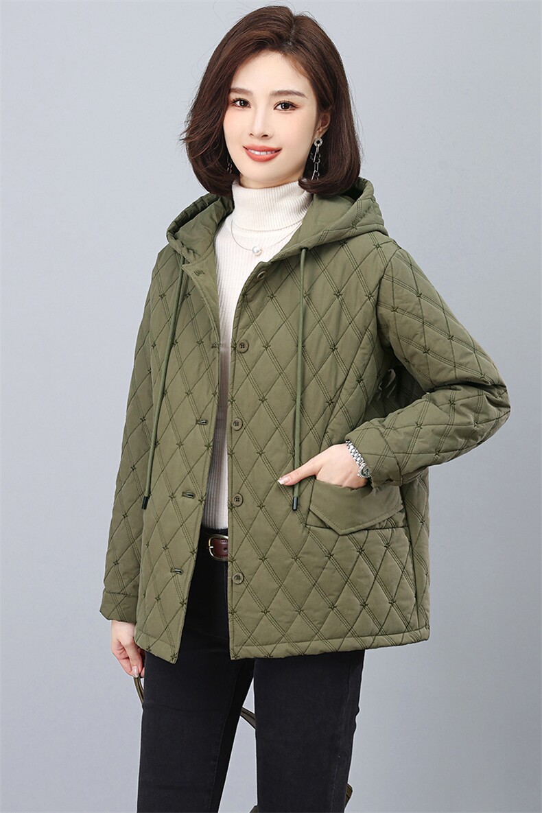 全年备货不下架2025新款时尚菱格绗线棉衣休闲冬装棉服,女装棉衣/棉服,天丽