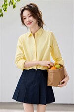 2026春夏新款黄蓝条纹衬衫女宽松显瘦元气少女感衬衣显白温柔风，女装衬衫，艾米