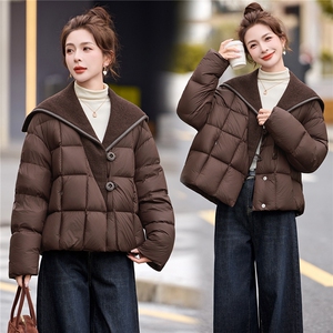 【现货现货】2025冬季新款短款羽绒服加厚保暖大翻领外套90白鸭绒，女装羽绒服，一安秀