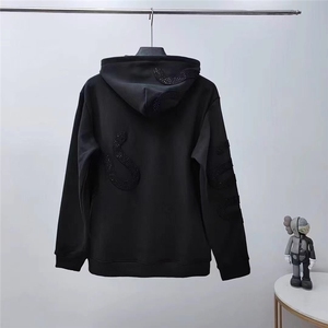W10309-P70 网图现货 美式高街暗黑曼巴蛇刺绣亮片高克重套头卫衣图片