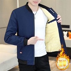 冬季休闲男士立领夹克青少年学生时尚潮流上衣外套JK008加绒-P30，男装夹克，星座1402-1