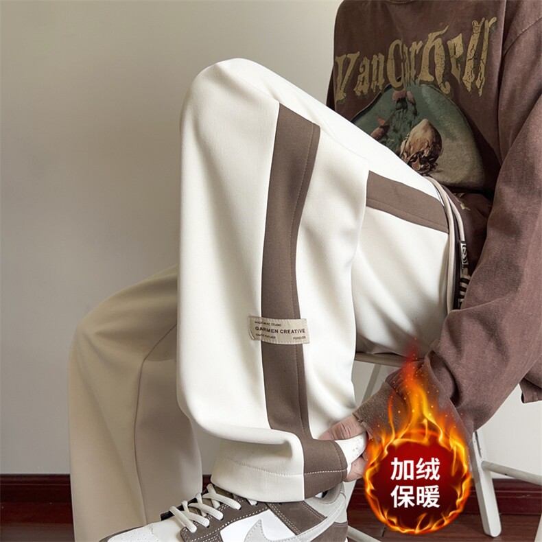 秋季新款休闲裤男直筒裤拼色卫裤K7720-P50加绒P60 控68 加绒控78图片