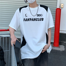 2026夏装新款薄款宽松拼接短袖印花五分袖T恤T6603/特P30白色5，男装T恤，电商A094