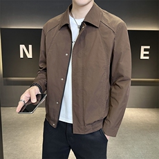 夹克翻领外套2025新款修身纯色帅气褂子男装机车服JK9212P95控138，男装夹克，星座914