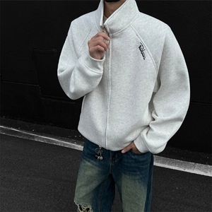 刺绣立领卫衣男女春季宽松百搭开衫外套双拉链夹克上衣WYW62 P48图片