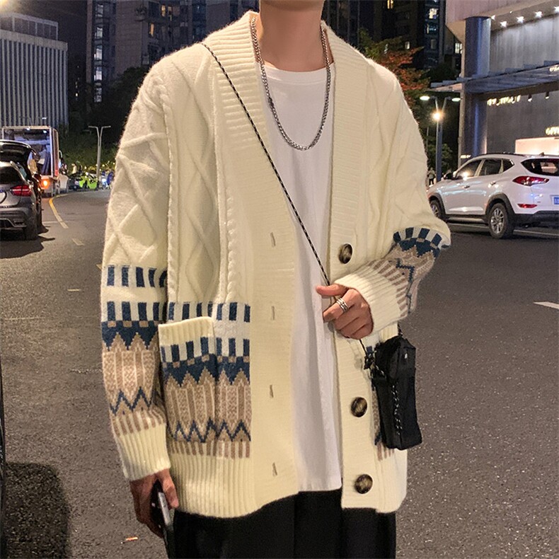 25秋装新款潮宽松针织开衫外套男女情侣中性毛衣上衣M3117-P85,男装针织衫/毛衣,电商A009A（原A058A）