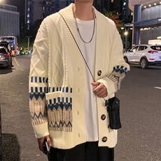 25秋装新款潮宽松针织开衫外套男女情侣中性毛衣上衣M3117-P85，男装针织衫/毛衣，电商A009A（原A058A）