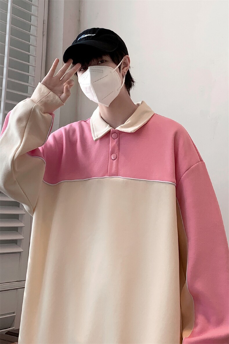 春装新品撞色拼接卫衣男女同款学生休闲宽松衬衫WY021-P70控价98,男装卫衣,电商A441-1