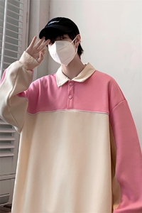 春装新品撞色拼接卫衣男女同款学生休闲宽松衬衫WY021-P70 控价98图片