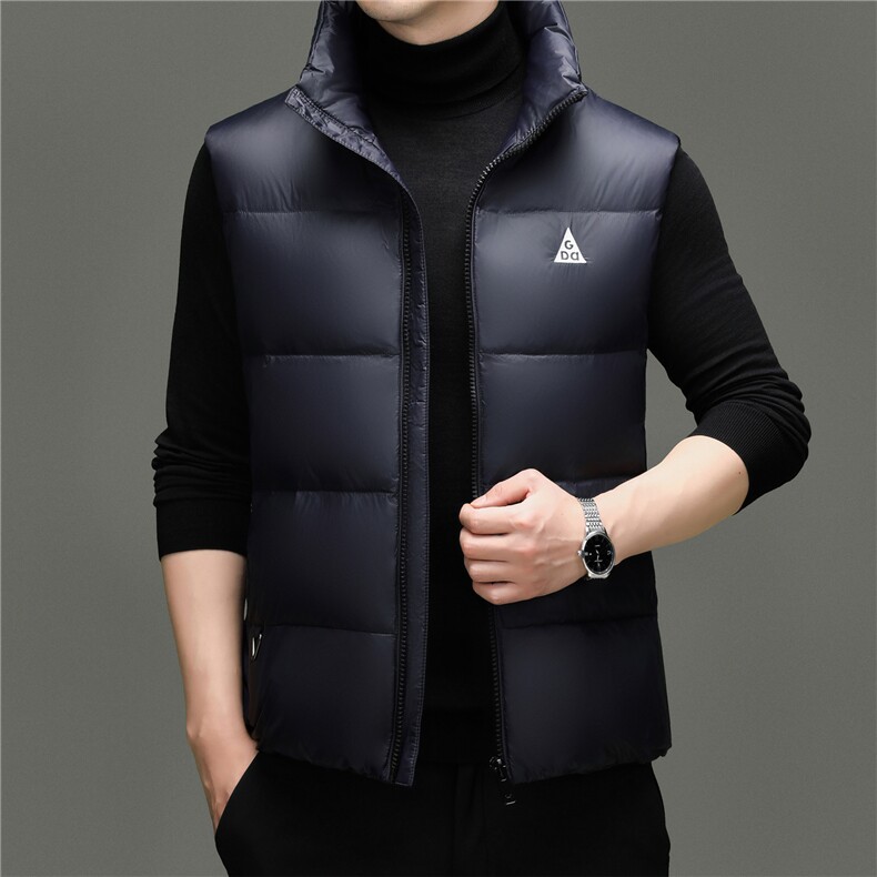 2025新款冬季男士立领短款90%白鸭绒羽绒服马甲加厚羽绒服外套图片